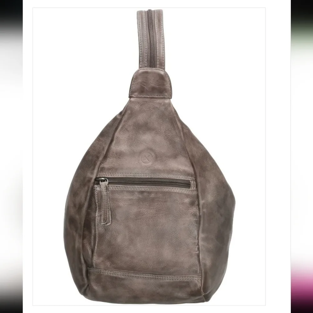 Hide & Stitches Leather Paint Rock Rukzac Backpack taupe EUC